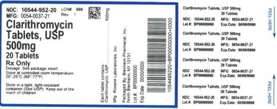 10002813_04.jpg (Label Clarithromycin Tabs 500mg Bpi(10544 952 14) Roxane(0054 0037 21) Rev1)